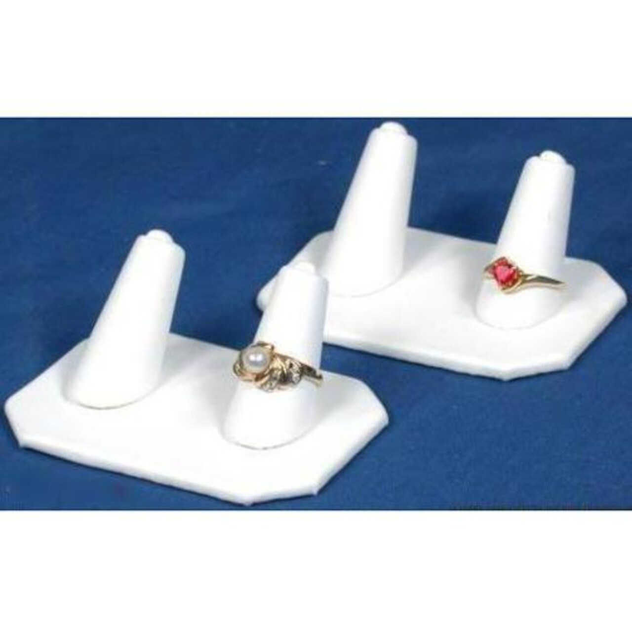 White Faux Leather Double Finger Ring Holder Showcase Jewelry Display Kit 24 Pcs